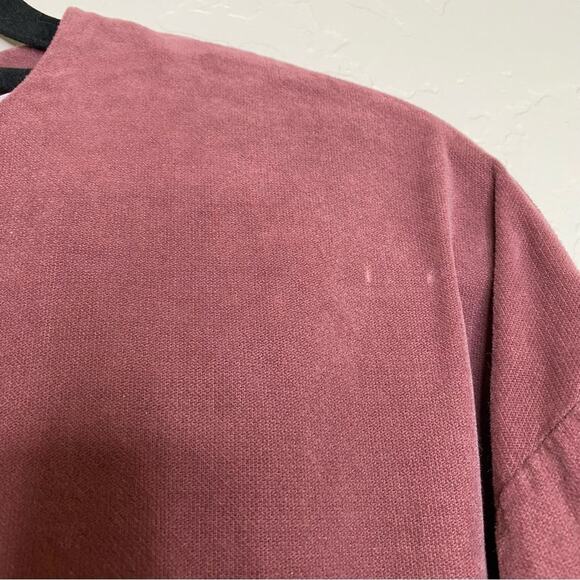 Zara Burgundy 100% Cotton Crewneck Cinched Sleeve Top Small - Picture 5 of 11